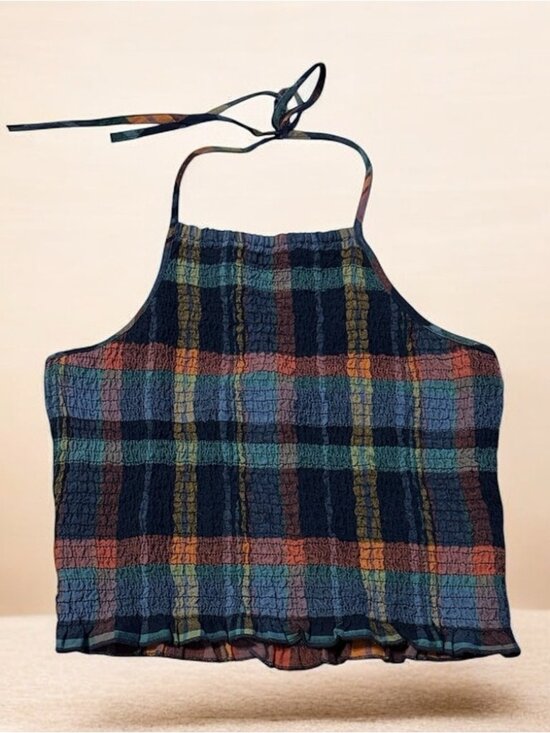 Tops - Multicolor Plaid Crop Top